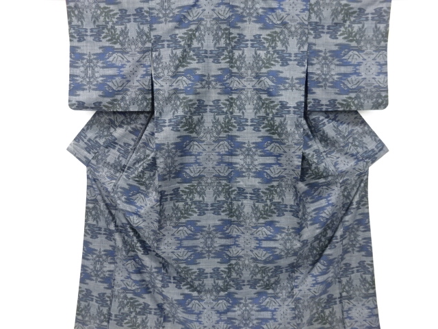 霞に草葉模様織り出し本場泥大島紬着物(5マルキ)